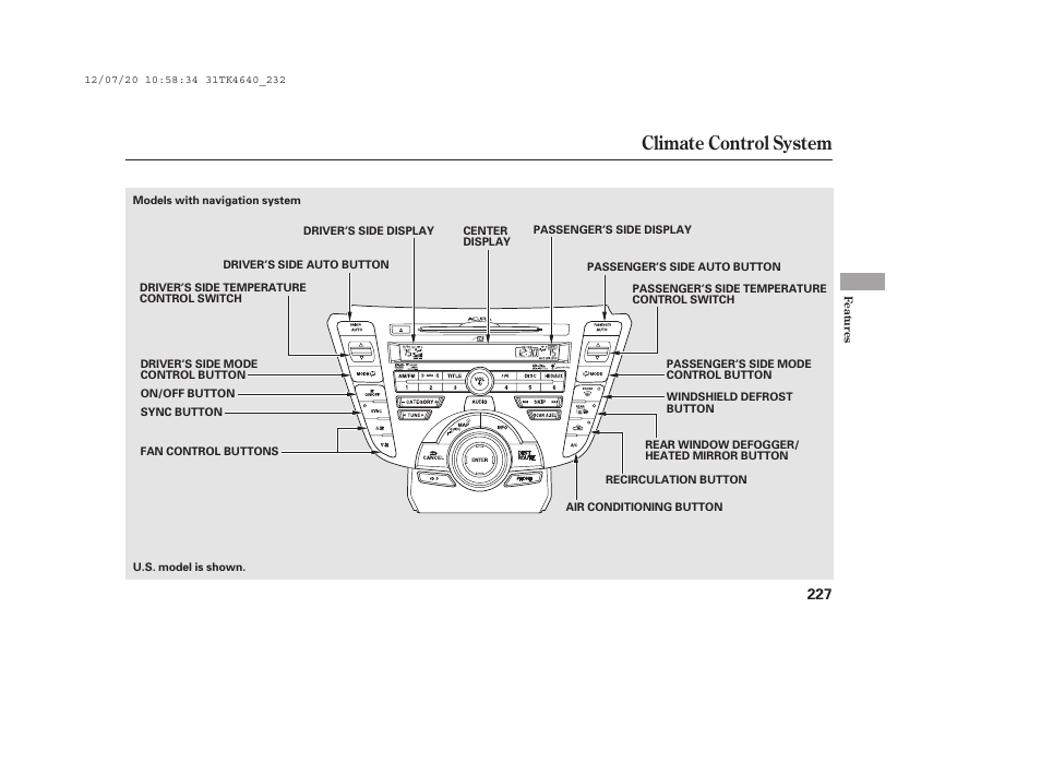 Climate control system | Acura 2014 TL - Owner's Manual User Manual | Page 233 / 653