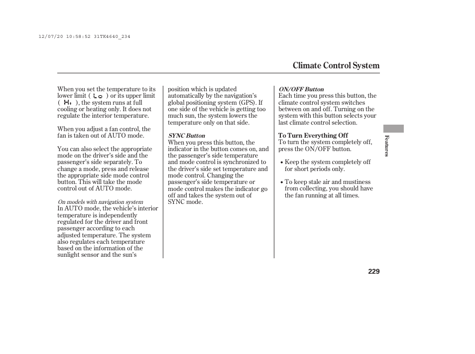 Climate control system | Acura 2014 TL - Owner's Manual User Manual | Page 235 / 653