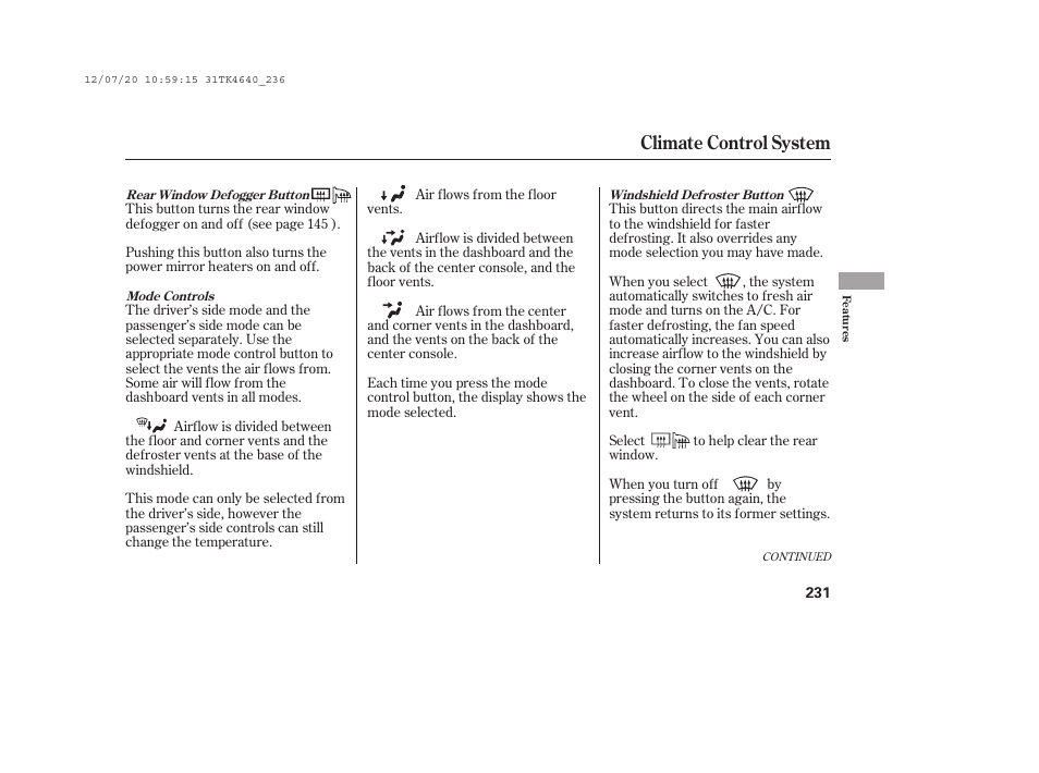 Climate control system | Acura 2014 TL - Owner's Manual User Manual | Page 237 / 653