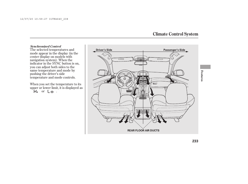 Climate control system | Acura 2014 TL - Owner's Manual User Manual | Page 239 / 653