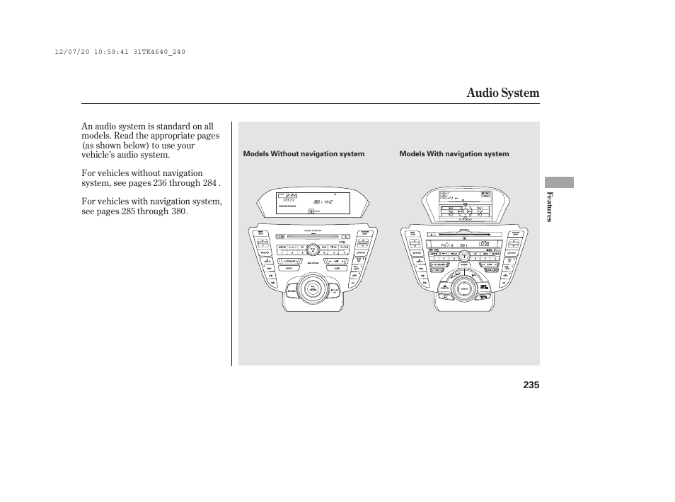 Audio system | Acura 2014 TL - Owner's Manual User Manual | Page 241 / 653