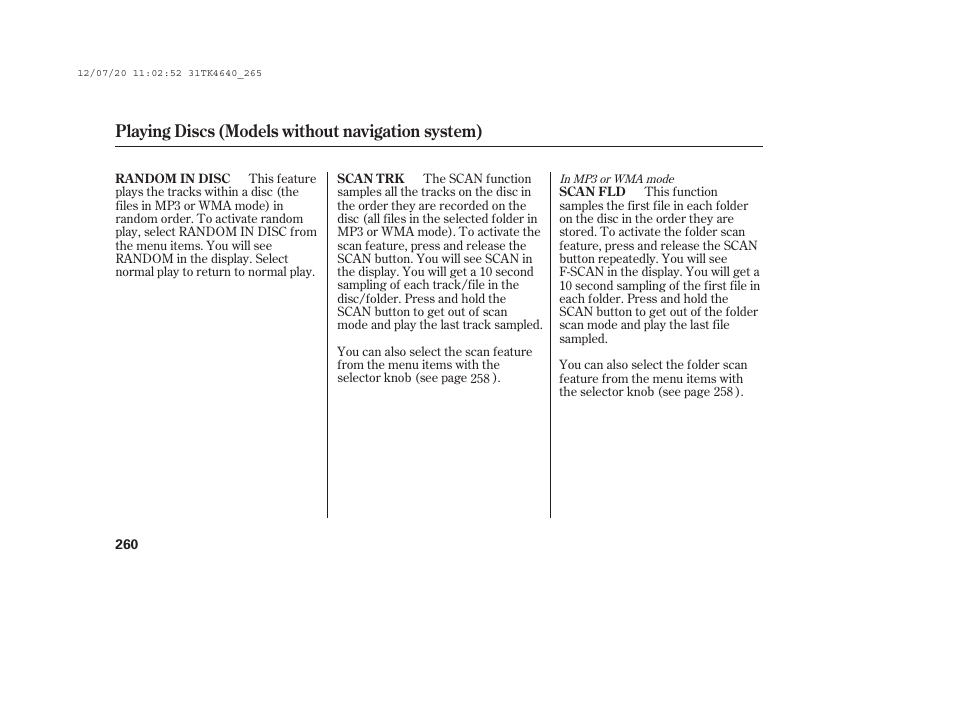 Playing discs (models without navigation system) | Acura 2014 TL - Owner's Manual User Manual | Page 266 / 653