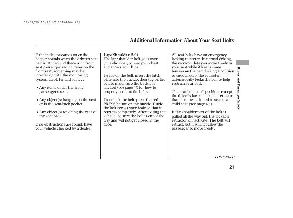 Additional information about your seat belts | Acura 2014 TL - Owner's Manual User Manual | Page 27 / 653