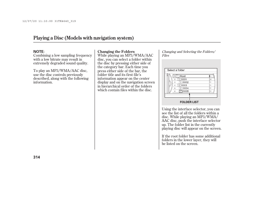 Playing a disc (models with navigation system) | Acura 2014 TL - Owner's Manual User Manual | Page 320 / 653