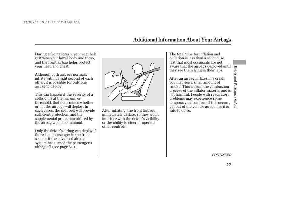 Additional information about your airbags | Acura 2014 TL - Owner's Manual User Manual | Page 33 / 653