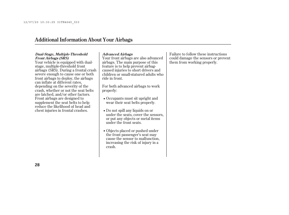 Additional information about your airbags | Acura 2014 TL - Owner's Manual User Manual | Page 34 / 653