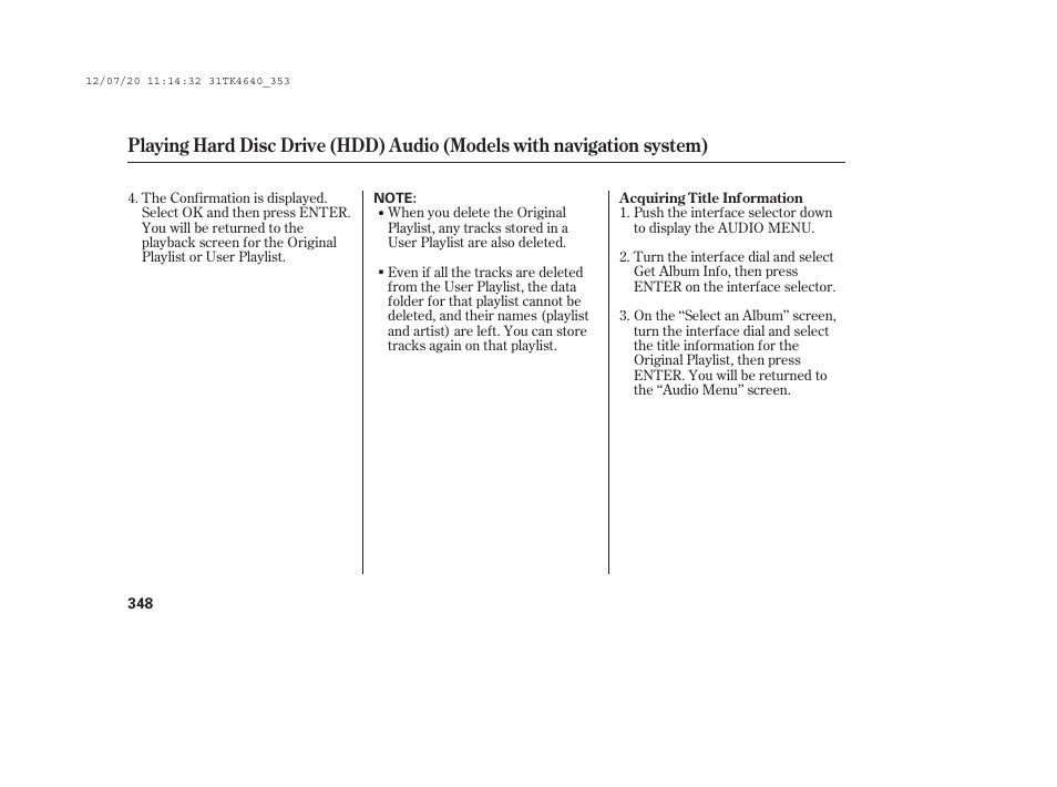 Acura 2014 TL - Owner's Manual User Manual | Page 354 / 653