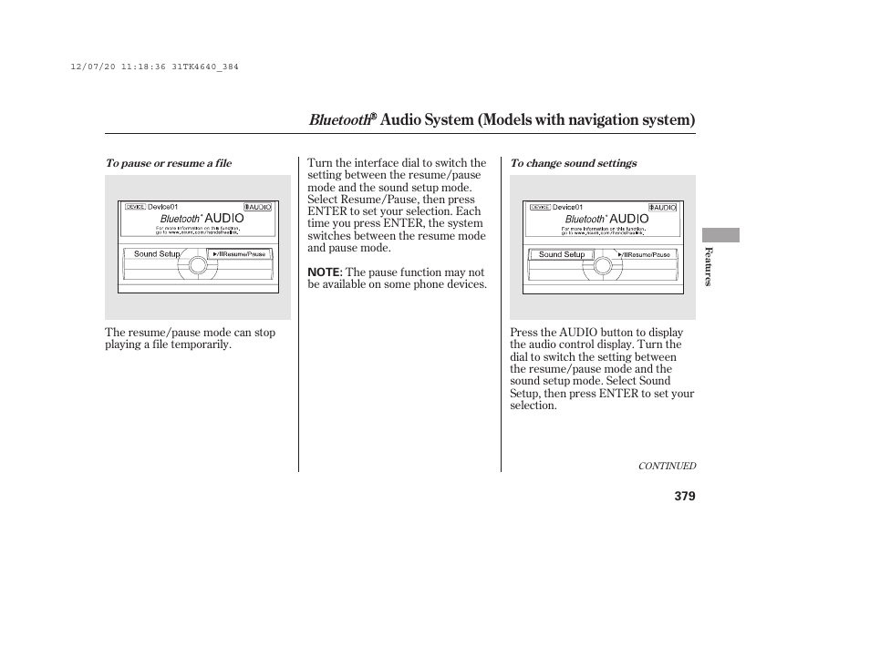 Audio system (models with navigation system), Bluetooth | Acura 2014 TL - Owner's Manual User Manual | Page 385 / 653