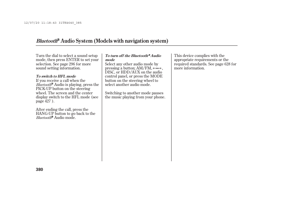 Audio system (models with navigation system), Bluetooth | Acura 2014 TL - Owner's Manual User Manual | Page 386 / 653