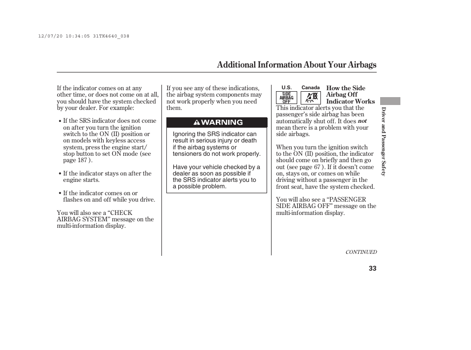 Additional information about your airbags | Acura 2014 TL - Owner's Manual User Manual | Page 39 / 653