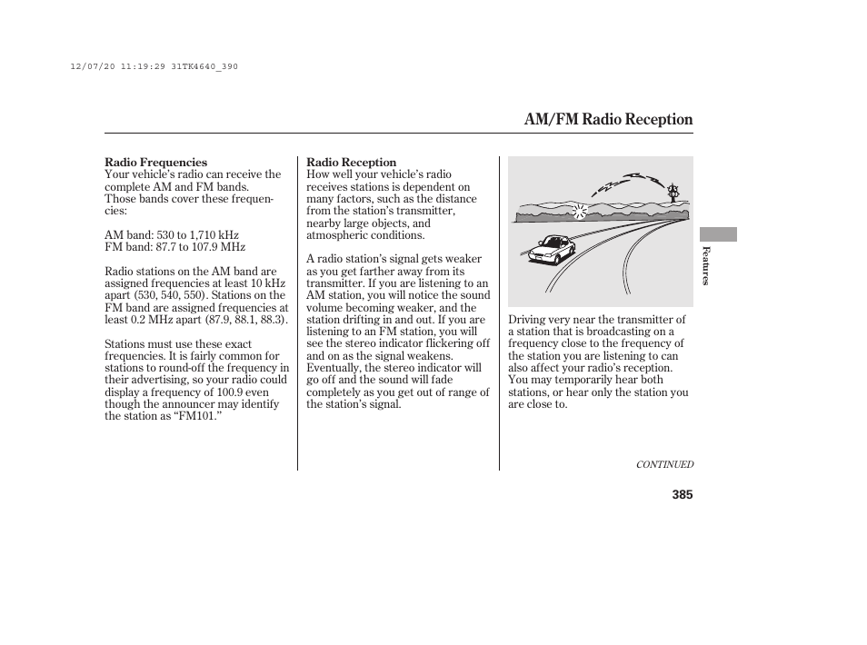 Am/fm radio reception | Acura 2014 TL - Owner's Manual User Manual | Page 391 / 653