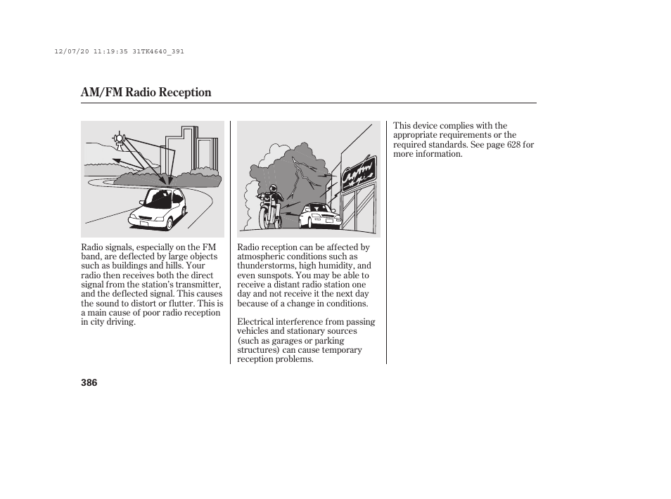 Am/fm radio reception | Acura 2014 TL - Owner's Manual User Manual | Page 392 / 653