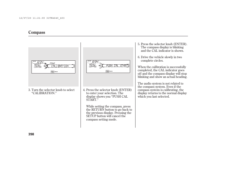 Compass | Acura 2014 TL - Owner's Manual User Manual | Page 404 / 653