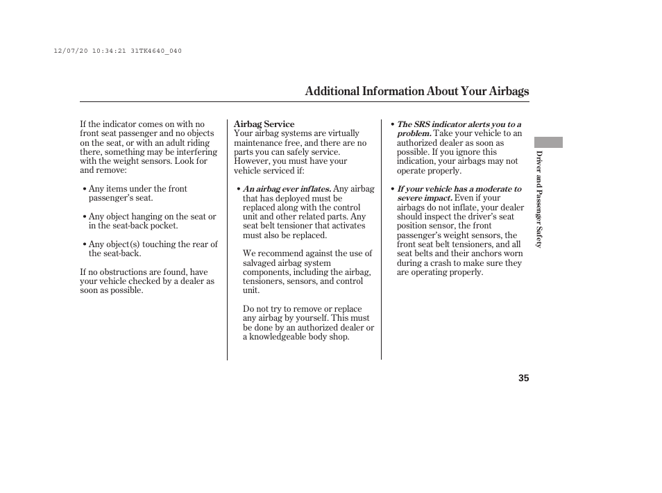 Additional information about your airbags | Acura 2014 TL - Owner's Manual User Manual | Page 41 / 653