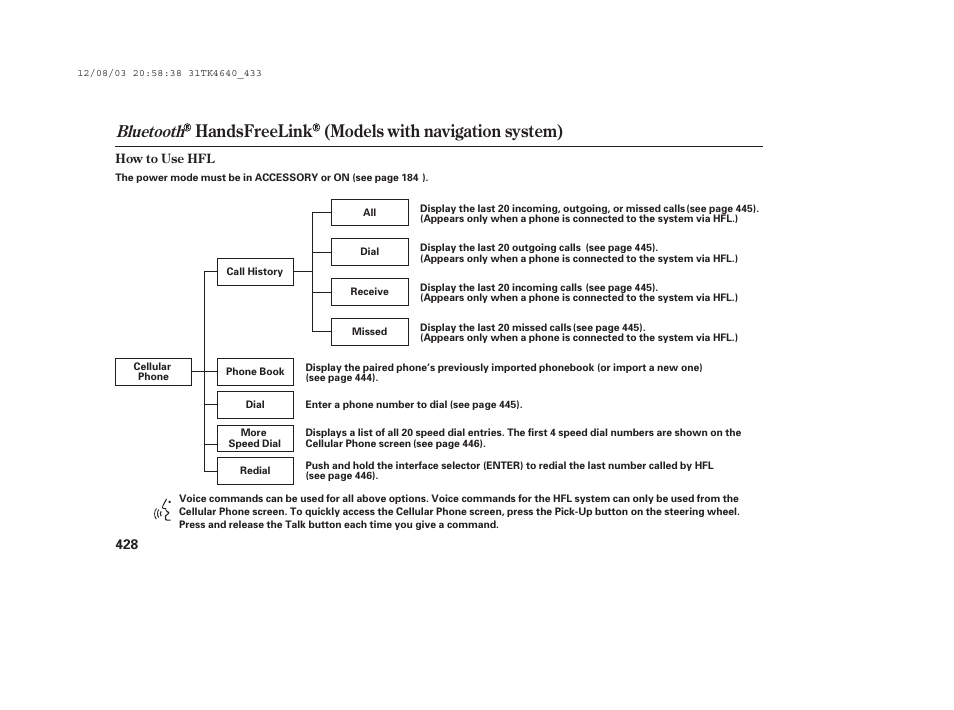 Handsfreelink (models with navigation system), Bluetooth | Acura 2014 TL - Owner's Manual User Manual | Page 434 / 653