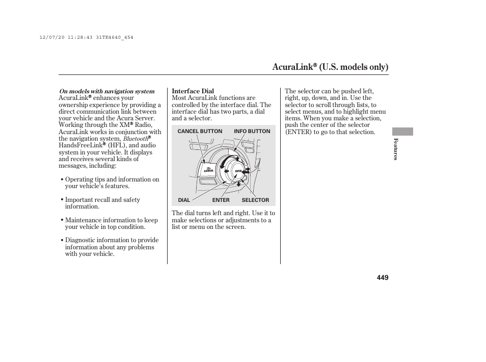 Acuralink (u.s. models only) | Acura 2014 TL - Owner's Manual User Manual | Page 455 / 653