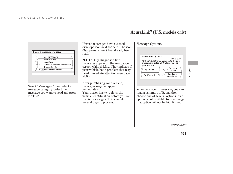 Acuralink (u.s. models only) | Acura 2014 TL - Owner's Manual User Manual | Page 457 / 653