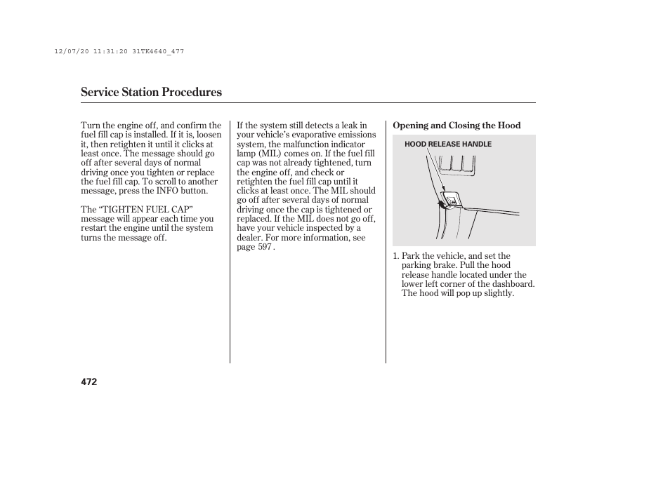 Service station procedures | Acura 2014 TL - Owner's Manual User Manual | Page 478 / 653