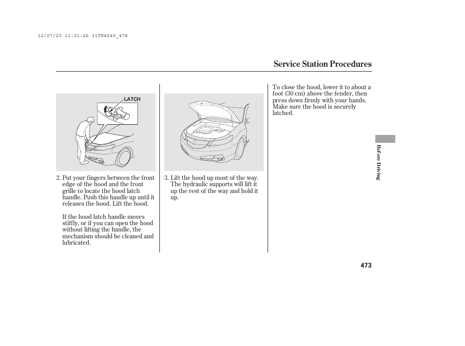 Service station procedures | Acura 2014 TL - Owner's Manual User Manual | Page 479 / 653