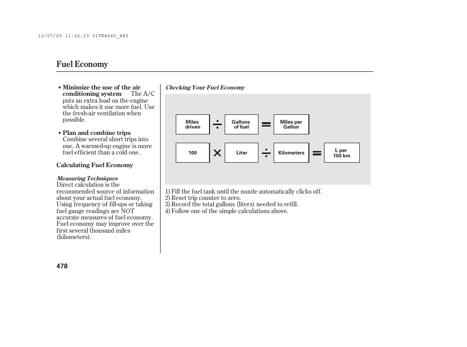 Fuel economy | Acura 2014 TL - Owner's Manual User Manual | Page 484 / 653