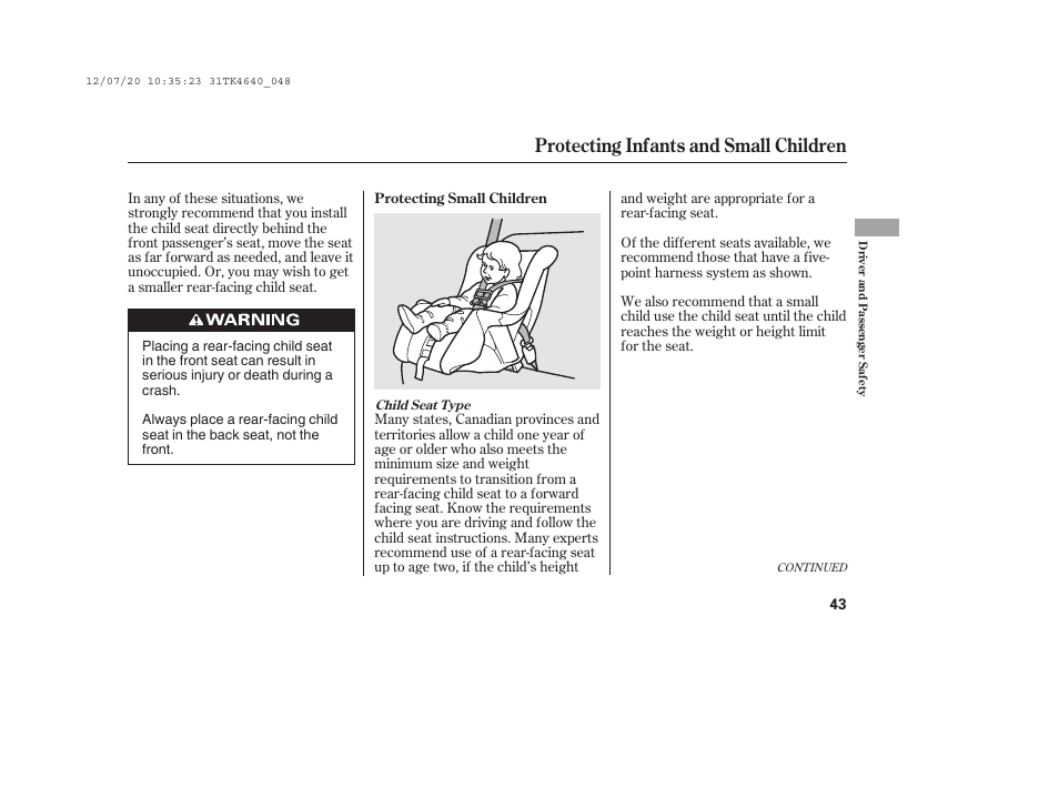 Protecting infants and small children | Acura 2014 TL - Owner's Manual User Manual | Page 49 / 653