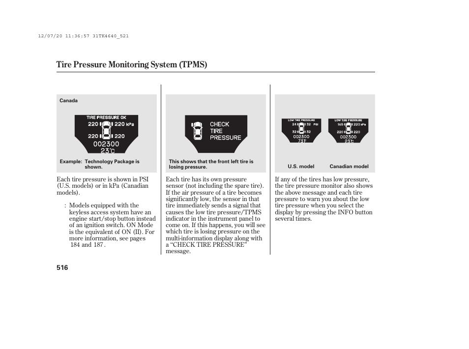Tire pressure monitoring system (tpms) | Acura 2014 TL - Owner's Manual User Manual | Page 522 / 653