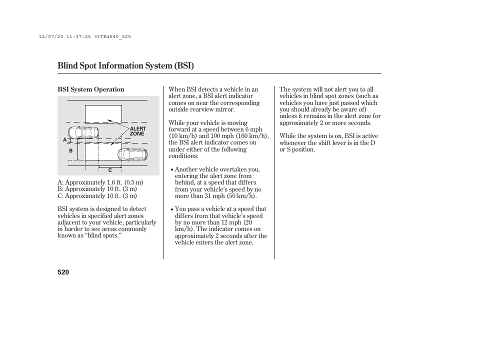 Blind spot information system (bsi) | Acura 2014 TL - Owner's Manual User Manual | Page 526 / 653