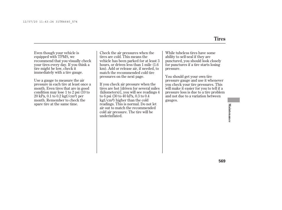 Tires | Acura 2014 TL - Owner's Manual User Manual | Page 575 / 653