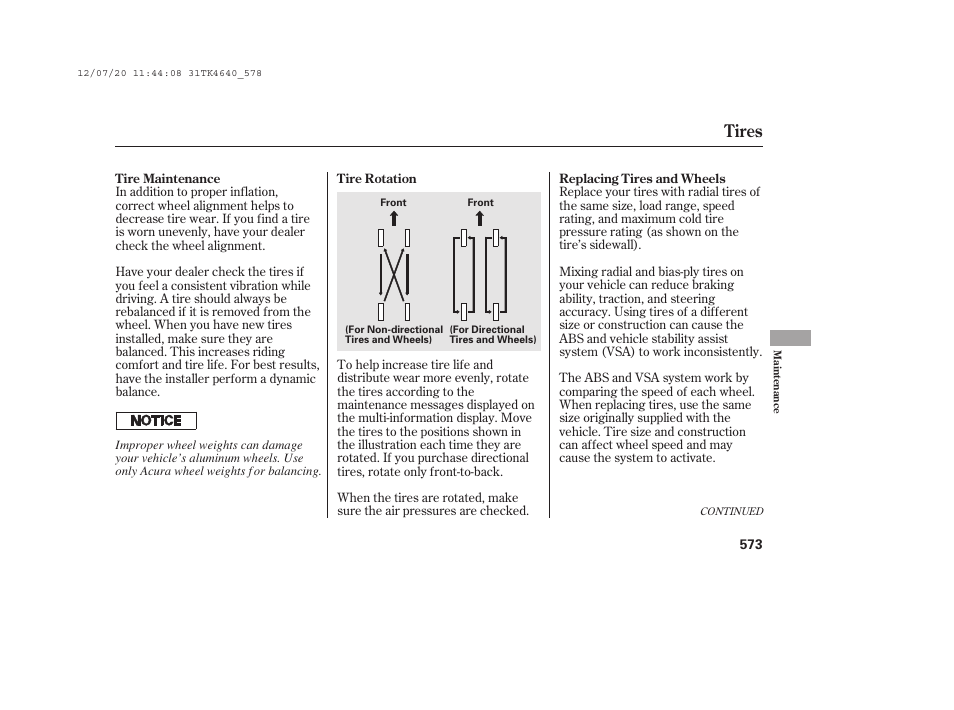 Tires | Acura 2014 TL - Owner's Manual User Manual | Page 579 / 653