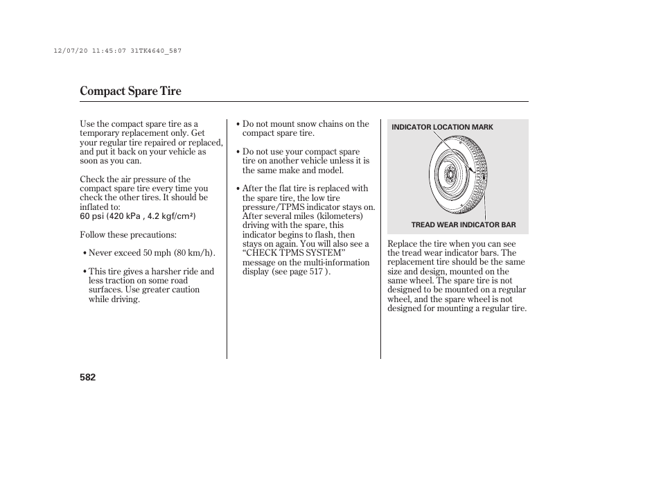 Compact spare tire | Acura 2014 TL - Owner's Manual User Manual | Page 588 / 653