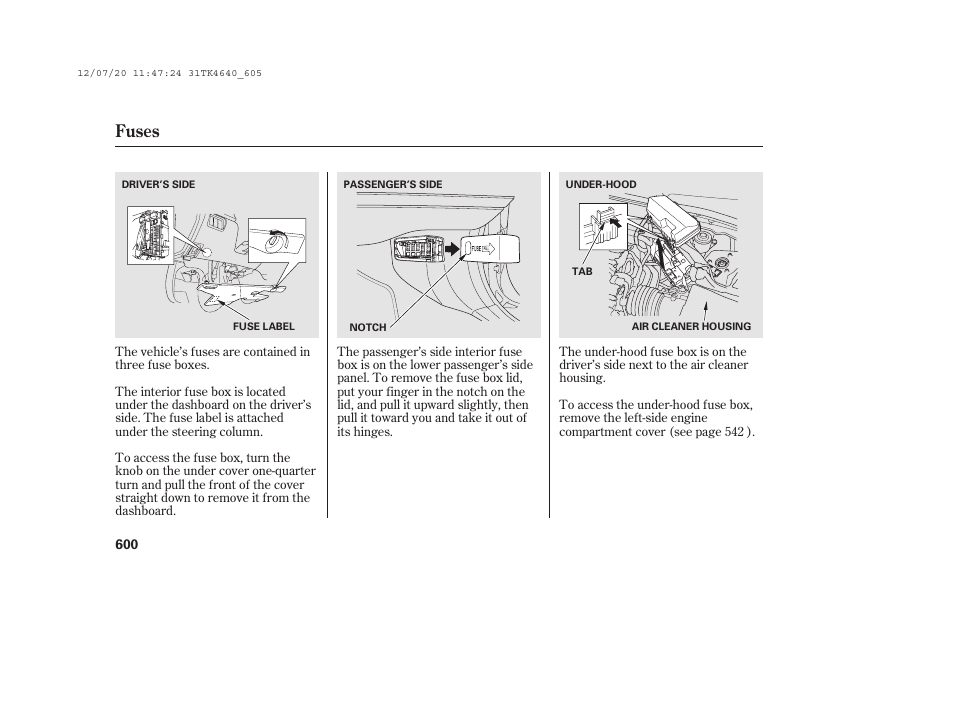 Fuses | Acura 2014 TL - Owner's Manual User Manual | Page 606 / 653