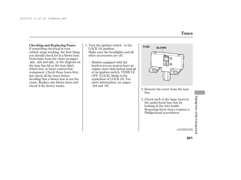 Fuses | Acura 2014 TL - Owner's Manual User Manual | Page 607 / 653