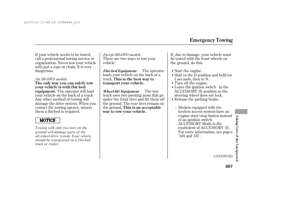 Emergency towing | Acura 2014 TL - Owner's Manual User Manual | Page 613 / 653