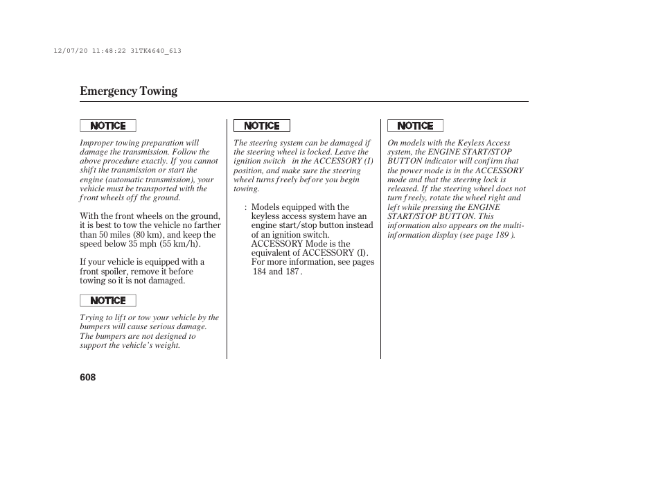 Emergency towing | Acura 2014 TL - Owner's Manual User Manual | Page 614 / 653