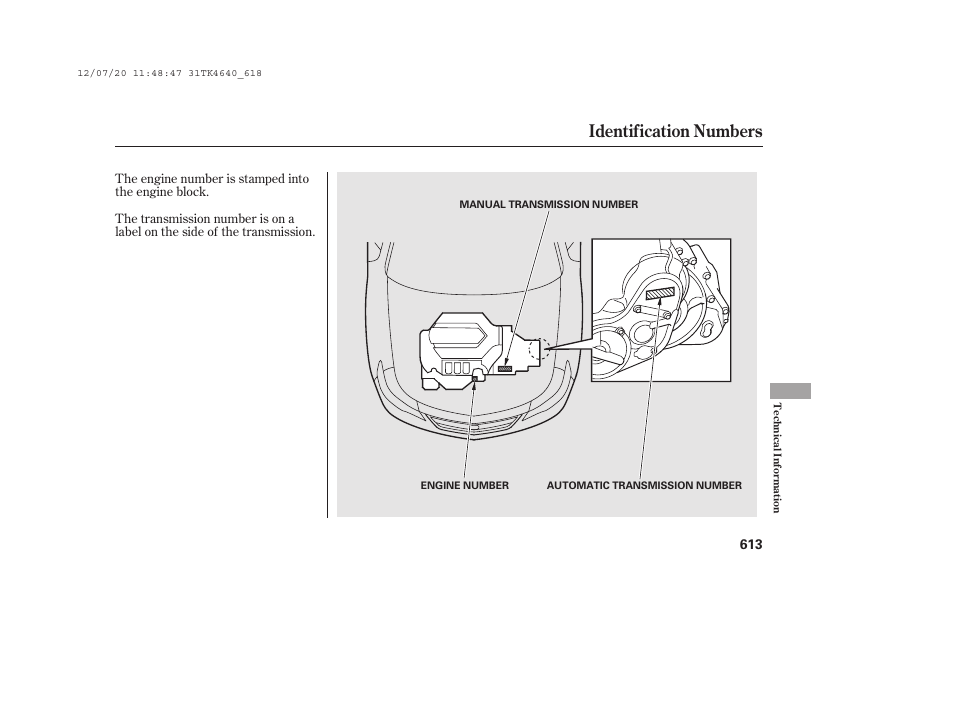 Identification numbers | Acura 2014 TL - Owner's Manual User Manual | Page 619 / 653