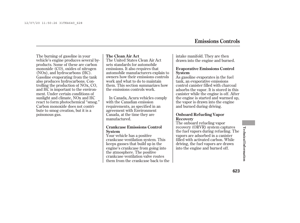 Emissions controls | Acura 2014 TL - Owner's Manual User Manual | Page 629 / 653