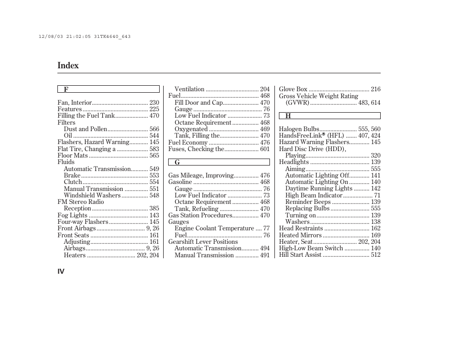 Index | Acura 2014 TL - Owner's Manual User Manual | Page 644 / 653