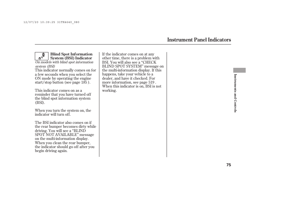 Instrument panel indicators | Acura 2014 TL - Owner's Manual User Manual | Page 81 / 653