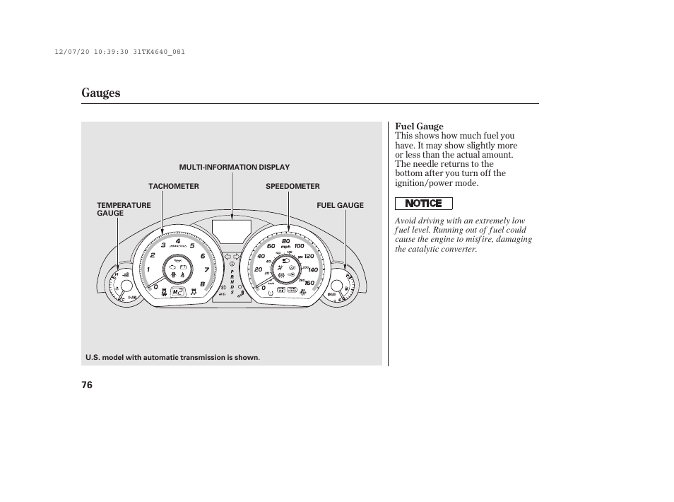 Gauges | Acura 2014 TL - Owner's Manual User Manual | Page 82 / 653