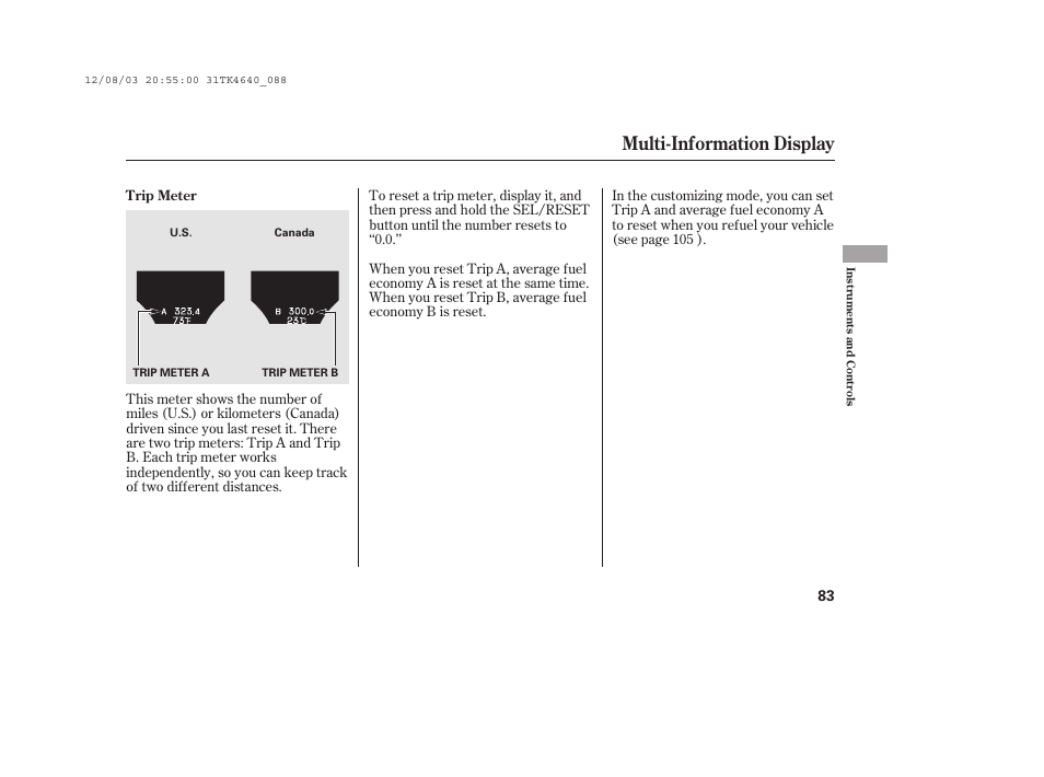 Multi-information display | Acura 2014 TL - Owner's Manual User Manual | Page 89 / 653