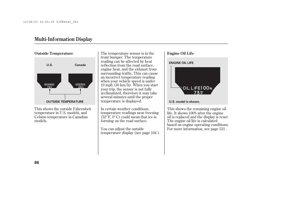 Multi-information display | Acura 2014 TL - Owner's Manual User Manual | Page 92 / 653