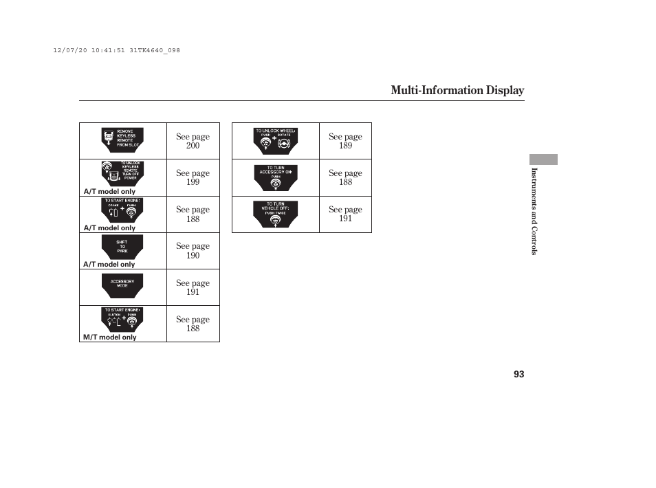 Multi-information display | Acura 2014 TL - Owner's Manual User Manual | Page 99 / 653