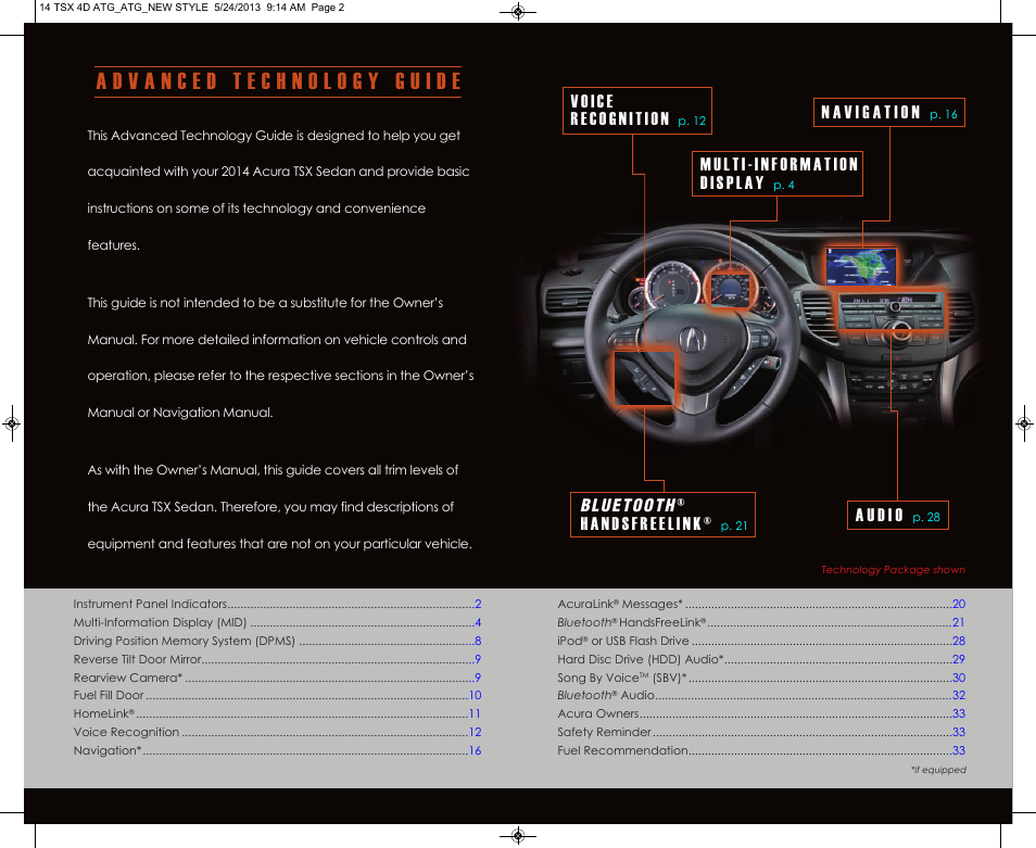 Acura 2014 TSX - Advanced Technology Guide User Manual | Page 2 / 18