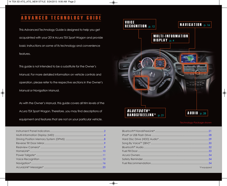 Acura 2014 TSX Sport Wagon - Advanced Technology Guide User Manual | Page 2 / 19