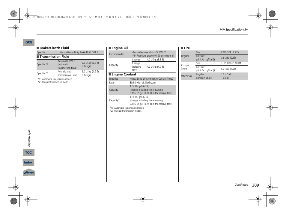 Acura 2014 TSX - Owner's Manual User Manual | Page 310 / 329