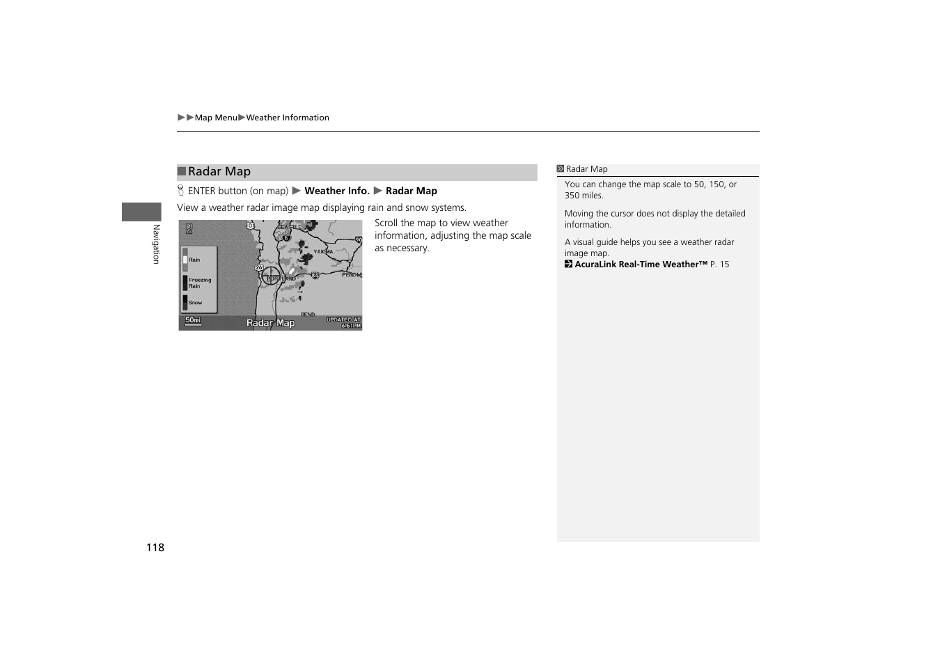 2 radar map, P. 118 | Acura 2014 TSX - Navigation Manual User Manual | Page 120 / 253