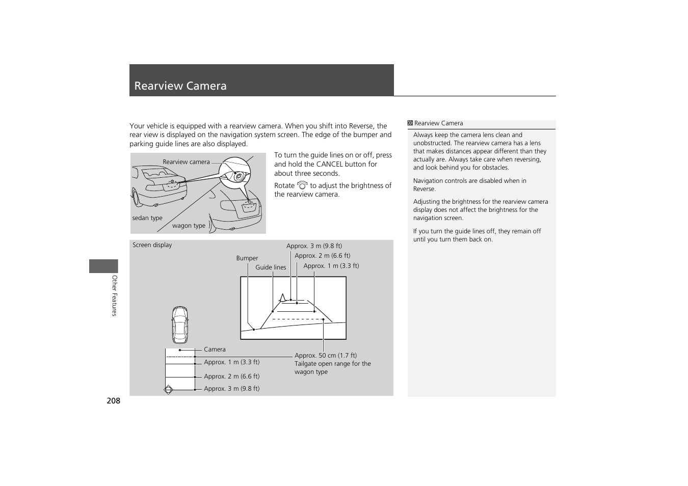 Rearview camera 208, Rearview camera, P208) | Acura 2014 TSX - Navigation Manual User Manual | Page 210 / 253