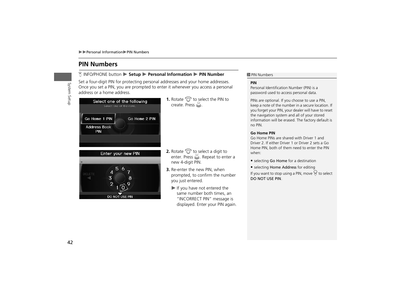Pin numbers, Number, 2 pin numbers | P. 42 | Acura 2014 TSX - Navigation Manual User Manual | Page 44 / 253