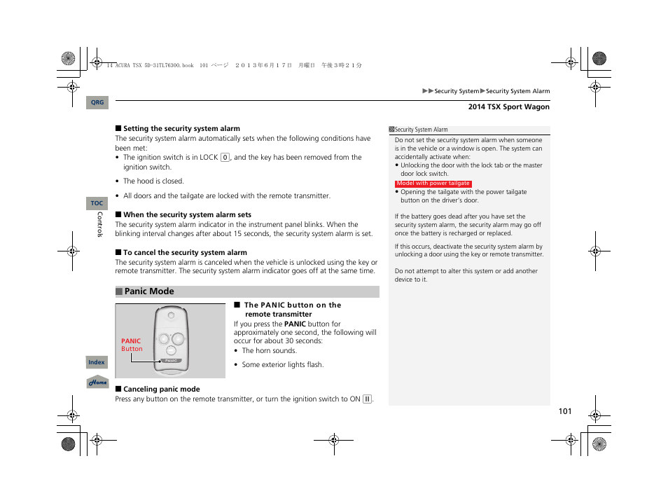 Acura 2014 TSX Sport Wagon - Owner's Manual User Manual | Page 102 / 331