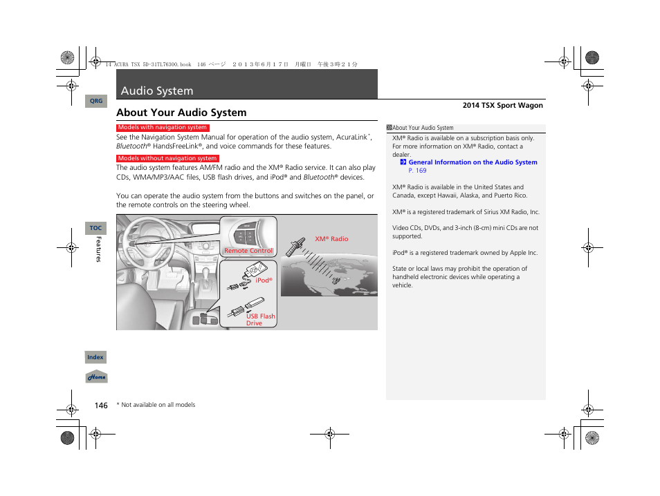 Audio system, About your audio system | Acura 2014 TSX Sport Wagon - Owner's Manual User Manual | Page 147 / 331